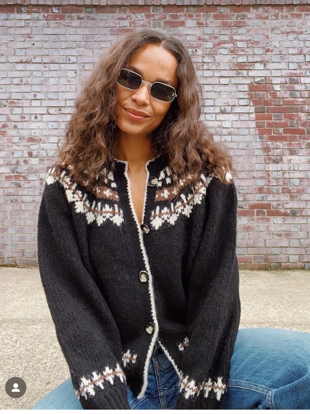 Doen Clarke Fair Isle Cardigan- black